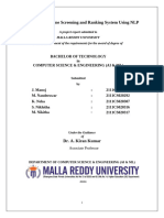 Intelligent Resume Screening and Ranking System Using NLP