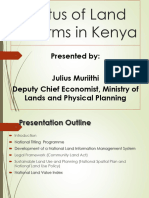 Status of Land Reforms in Kenya 8th Capitalization Meeting