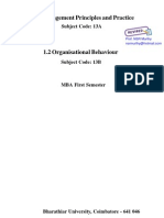 1.1 - Principles of Management & 1.2 Organisational Behaviour