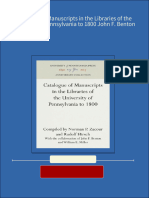 PDF Catalogue of Manuscripts in The Libraries of The University of Pennsylvania To 1800 John F. Benton Download