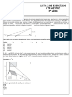 Lista 2 de Exercícios I Trimestre 2 Série: Matemática