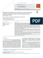 Translation and Validation of The Turkish Forms of The International Depression Questionnaire (IDQ) and The International Anxiety Questionnaire (IAQ)