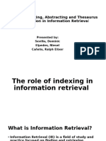 Indexing Abstracting and Thesaurus Construction in Inforamtion Retrieval