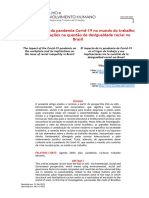 O Impacto Da Pandemia Covid-19 No Mundo Do Trabalho e Suas Implicações Na Questão Da Desigualdade Racial No Brasil