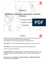 Lecture 12 - Introduction To Metabolism. Biochemistry of Nutrition.