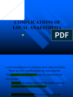 Week 6 - Complications of Local Anesthesia