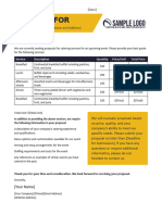 Catering Services RFQ Request For Quote Template