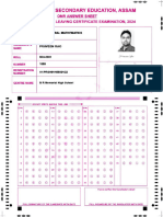 Board of Secondary Education, Assam Omr Answer Sheet: High School Leaving Certificate Examination, 2024