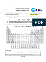 Chemistry Olympiad Sri Lanka: Preliminary Selection Test 2022