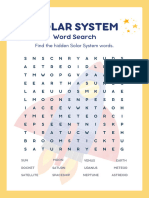 Solar System Word Search Worksheet in White Blue Yellow Cute Style PDF