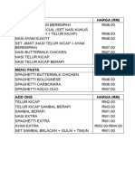 menu list kedai makan