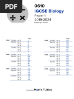 IGCSE Biology Paper 1 2019-2024