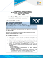 Guía de actividades y Rúbrica de evaluación - Tarea 1 - Generalidades de la Educación para la Salud