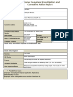 Customer Complaint Investigation Form