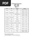 Std X Exam Time Table of II Prelim