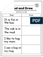 Short U CVC Read and Draw English Worksheet