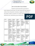 Scoring Rubric for Descriptive Essay Evaluation - Copy