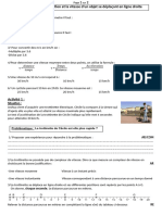 Caractériser l’accélération et la vitesse d’un objet se déplaçant en ligne droite seance 1