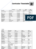 Extra Curricular Timetable