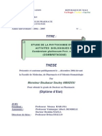 Thèse Etude Phytochimie Et Activités Bio