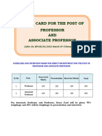 Score Card for the Post of Professor Associate Professor