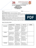 Criteria and Rubric - Speech Presentation