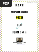 MSCE  COMPUTER STUDIES NOTES