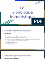 Création d’un deuxième monologue humoristique 