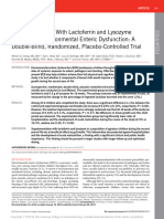 Cheng WD, Wold KJ, Bollinger LB, Ordiz MI, Shulman RJ, Maleta KM, Manary MJ, Trehan I. Supplementation With Lactoferrin and Lysozyme Ameliorates Environmental Enteric Dysfunction: A Double-Blind, Randomized, Placebo-Controlled Trial. Am J Gastroenterol. 2019 Apr;114(4):671-678. doi: 10.14309/ajg.0000000000000170. PMID: 30829679