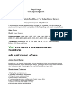 Vehicle Compatibility Fact Sheet For Dodge Grand Caravan