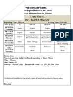 Date Sheet X & XII Pre - Board 2024 -2025