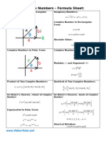 Complex Numbers - Formula Sheet