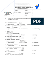 Soal Sas i Kelas 1 Bahasa Inggris