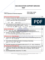 12 MSB Maths Test - Application of Definite Integration