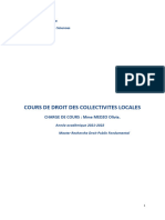 Cours de Droit des collectivités locales M1 2022