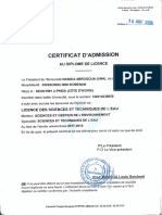 certificat admission au diplôme de licence Kossonou bini kobenan