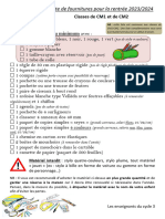 Liste de fournitures CM1 CM2 pour la rentrée 2023