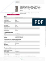 Schneider Electric Low Voltage Distribution Transformers Single Phase EE75T3H