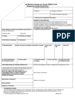 International Maritime Dangerous Goods (IMDG) Code Dangerous Goods Declaration