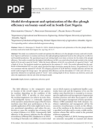 Oduma Et Al 2023 Model Development and Optimisation of the Disc Plough Efficiency on Loamy Sand Soil in South East