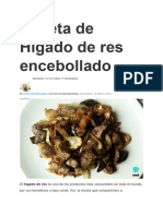 Receta de Hígado de res encebollado