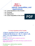 Linear Equations Inequalities and Applications