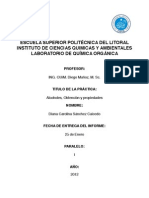 Informe de Laboratorio de Química Orgánica: Alcoholes, Obtención y Propiedades ESPOL