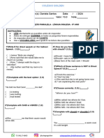 (-9º) AVALIAÇÃO PARALELA - LÍNGUA INGLESA - 9º ANO 