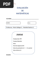 EVALUACIÓN matematicas del 1 al 20