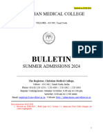 CMC Vellore Summer Admission Bulletin 2024 June 29 2024