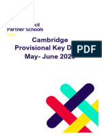 Cambridge Provisional Key Dates May- June 2025 Session