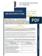 Convocatoria Reinscripción 2024-2025  Fase 24-2