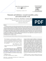 Edward J. Hackett Et Al - Tokamaks and Turbulence: Research Ensembles, Policy and Technoscientific Work