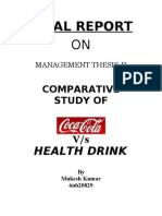 Comparitive On Cock and Health Drinks